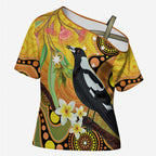 Australia Eucalyptus Flower And Magpie Cross Shoulder Shirt Aboriginal Art - Aussie Hoodie