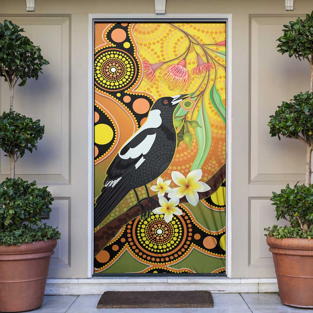 Australia Eucalyptus Flower And Magpie Door Cover Aboriginal Art - Aussie Hoodie