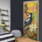 Australia Eucalyptus Flower And Magpie Door Cover Aboriginal Art - Aussie Hoodie