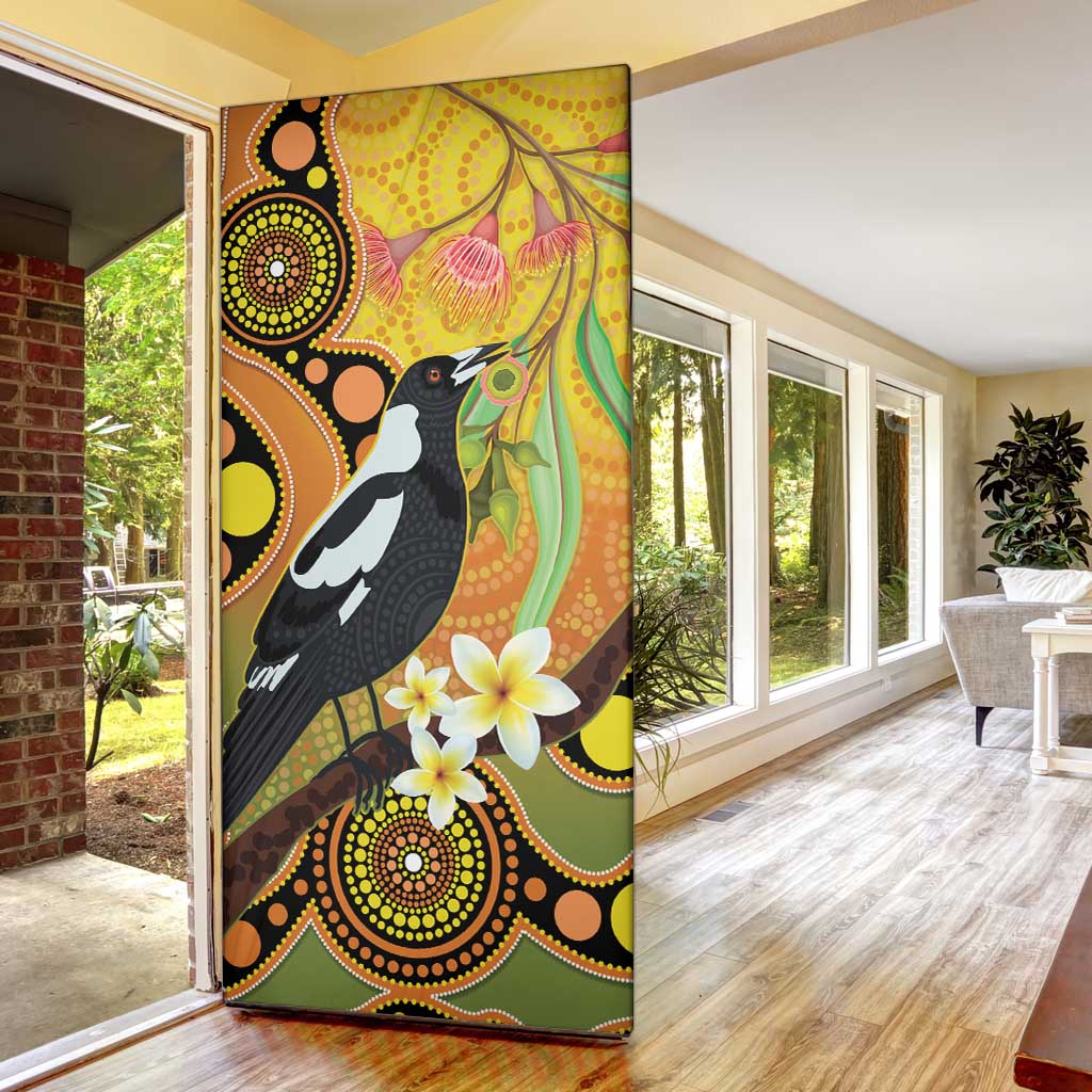 Australia Eucalyptus Flower And Magpie Door Cover Aboriginal Art - Aussie Hoodie