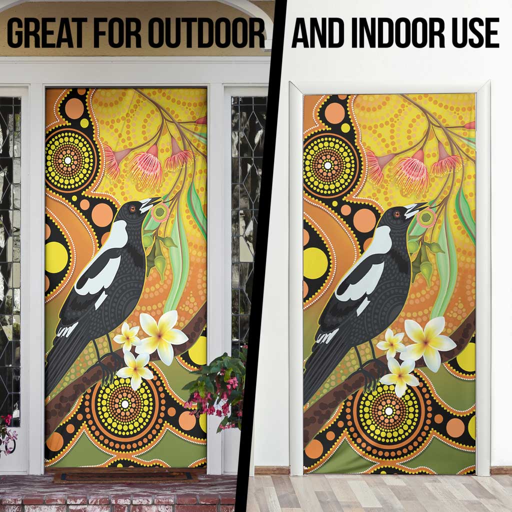 Australia Eucalyptus Flower And Magpie Door Cover Aboriginal Art - Aussie Hoodie