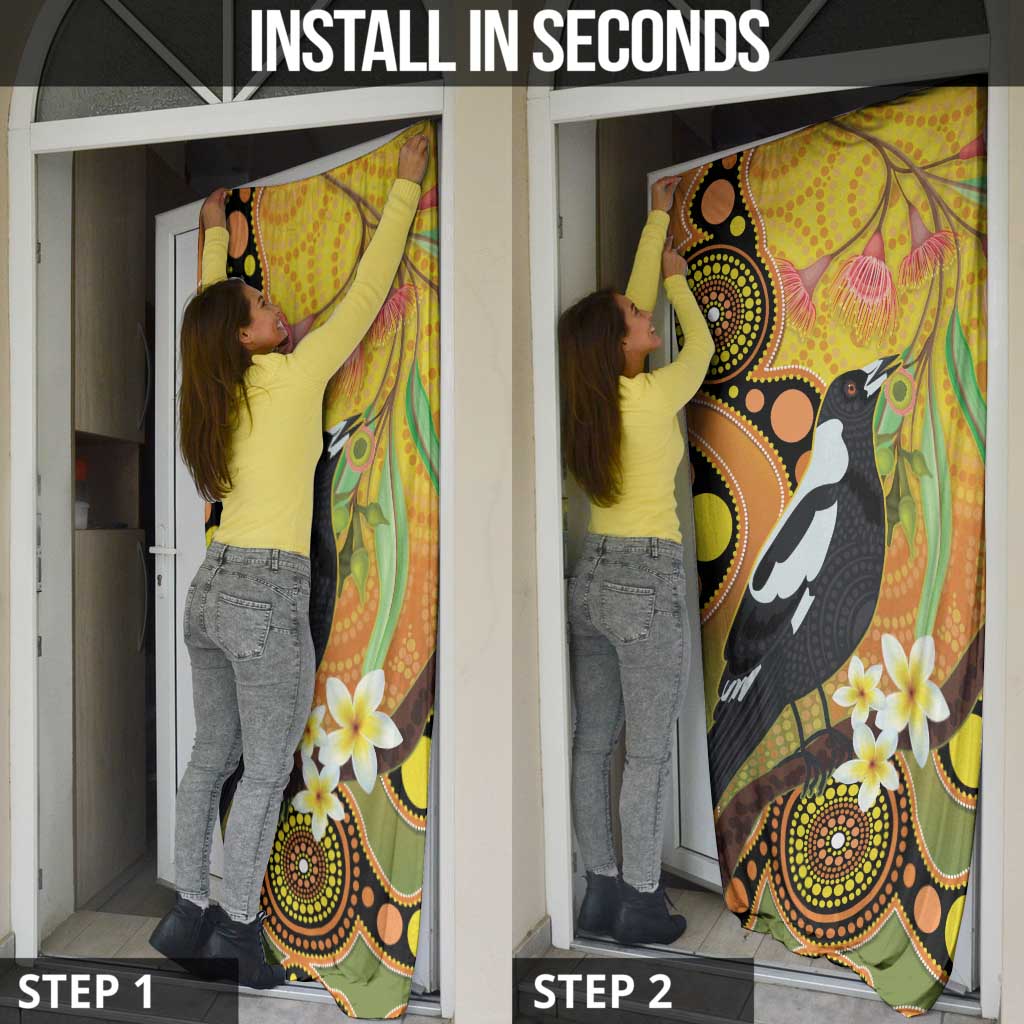 Australia Eucalyptus Flower And Magpie Door Cover Aboriginal Art - Aussie Hoodie