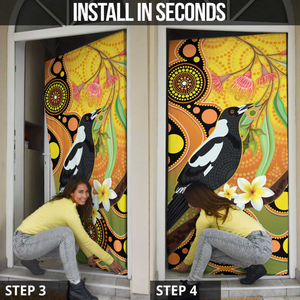 Australia Eucalyptus Flower And Magpie Door Cover Aboriginal Art - Aussie Hoodie