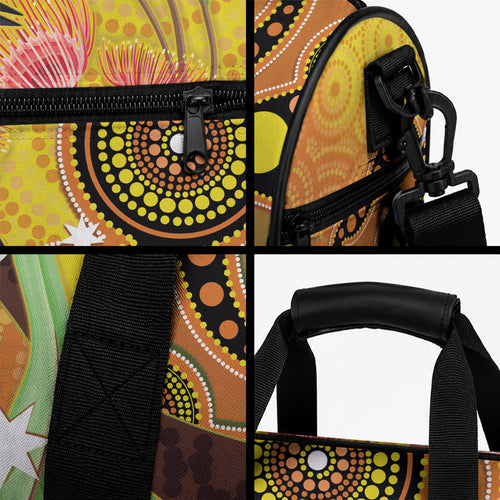 Australia Eucalyptus Flower And Magpie Duffle Bag Aboriginal Art
