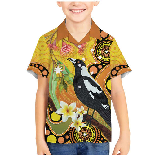 Australia Eucalyptus Flower And Magpie Family Matching Mermaid Dress and Hawaiian Shirt Aboriginal Art