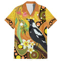 Australia Eucalyptus Flower And Magpie Family Matching Off Shoulder Short Dress and Hawaiian Shirt Aboriginal Art