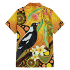 Australia Eucalyptus Flower And Magpie Family Matching Off Shoulder Short Dress and Hawaiian Shirt Aboriginal Art
