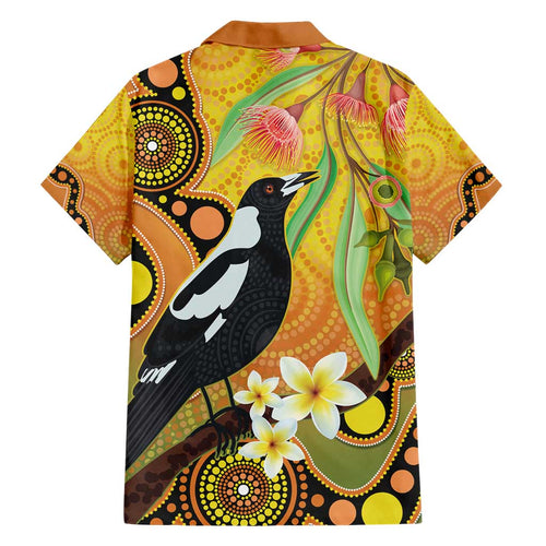Australia Eucalyptus Flower And Magpie Family Matching Short Sleeve Bodycon Dress and Hawaiian Shirt Aboriginal Art