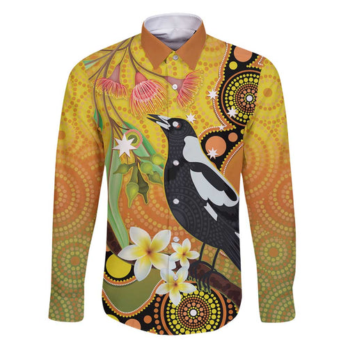 Australia Eucalyptus Flower And Magpie Family Matching Summer Maxi Dress and Hawaiian Shirt Aboriginal Art