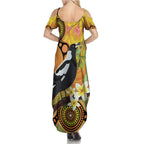 Australia Eucalyptus Flower And Magpie Family Matching Summer Maxi Dress and Hawaiian Shirt Aboriginal Art