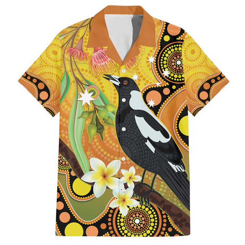 Australia Eucalyptus Flower And Magpie Family Matching Tank Maxi Dress and Hawaiian Shirt Aboriginal Art