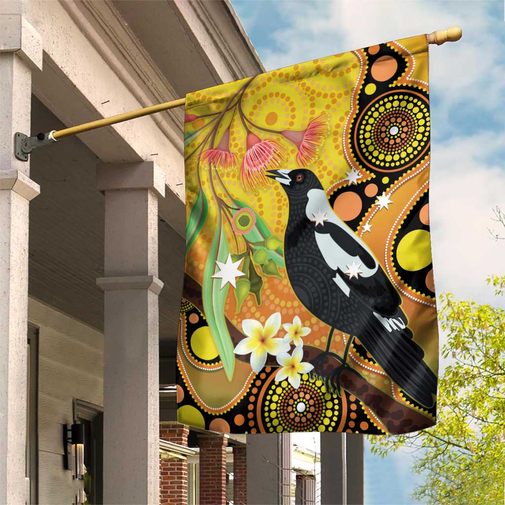 Australia Eucalyptus Flower And Magpie Garden Flag Aboriginal Art