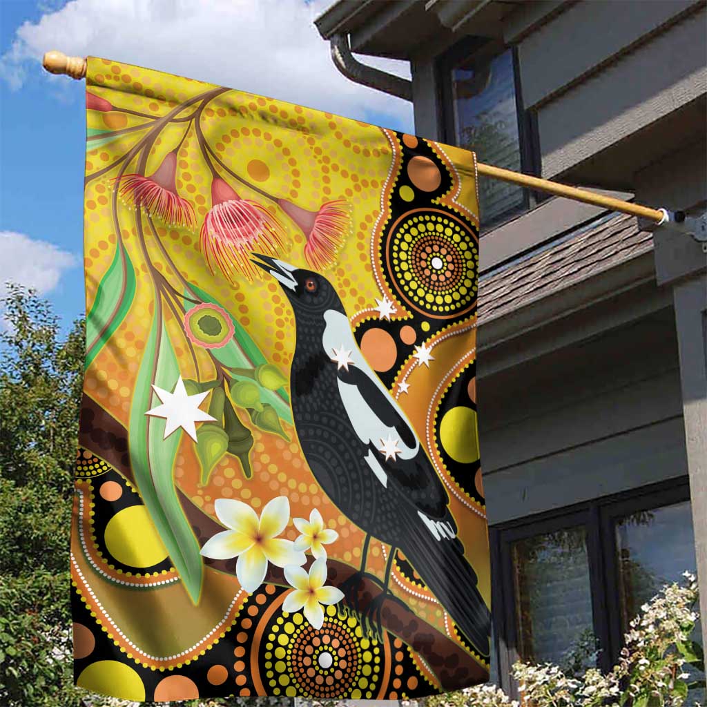 Australia Eucalyptus Flower And Magpie Garden Flag Aboriginal Art
