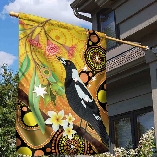 Australia Eucalyptus Flower And Magpie Garden Flag Aboriginal Art