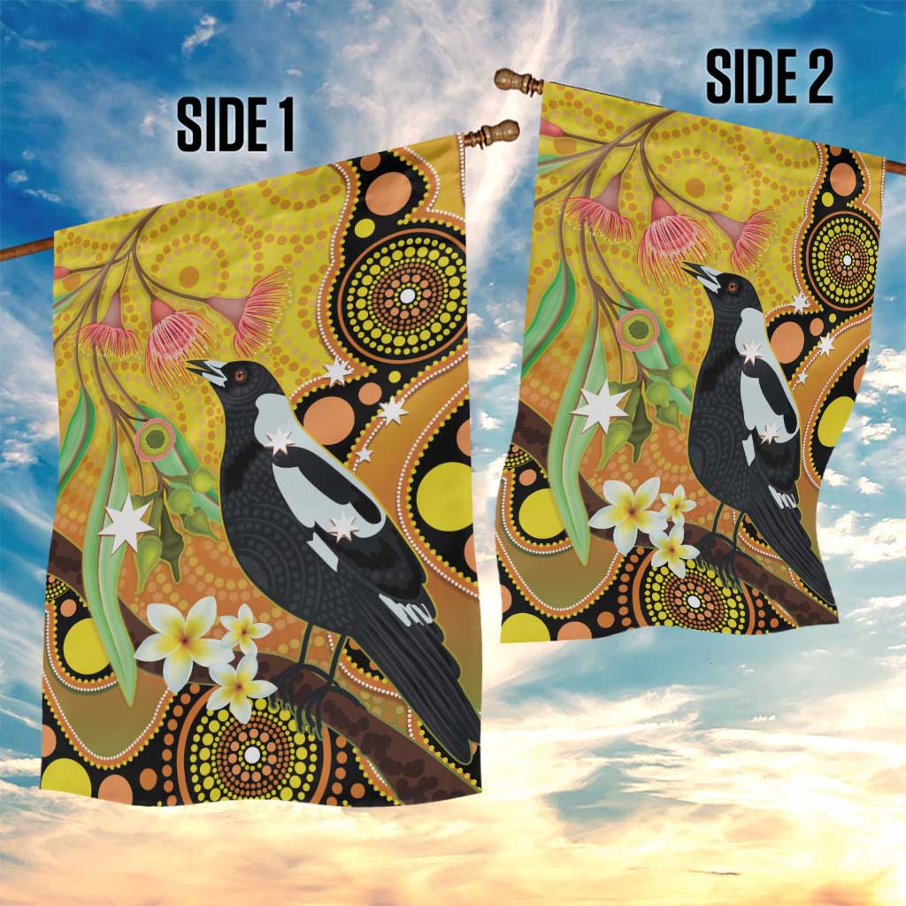 Australia Eucalyptus Flower And Magpie Garden Flag Aboriginal Art