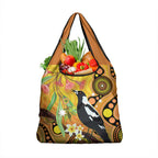 Australia Eucalyptus Flower And Magpie Grocery Bag Aboriginal Art