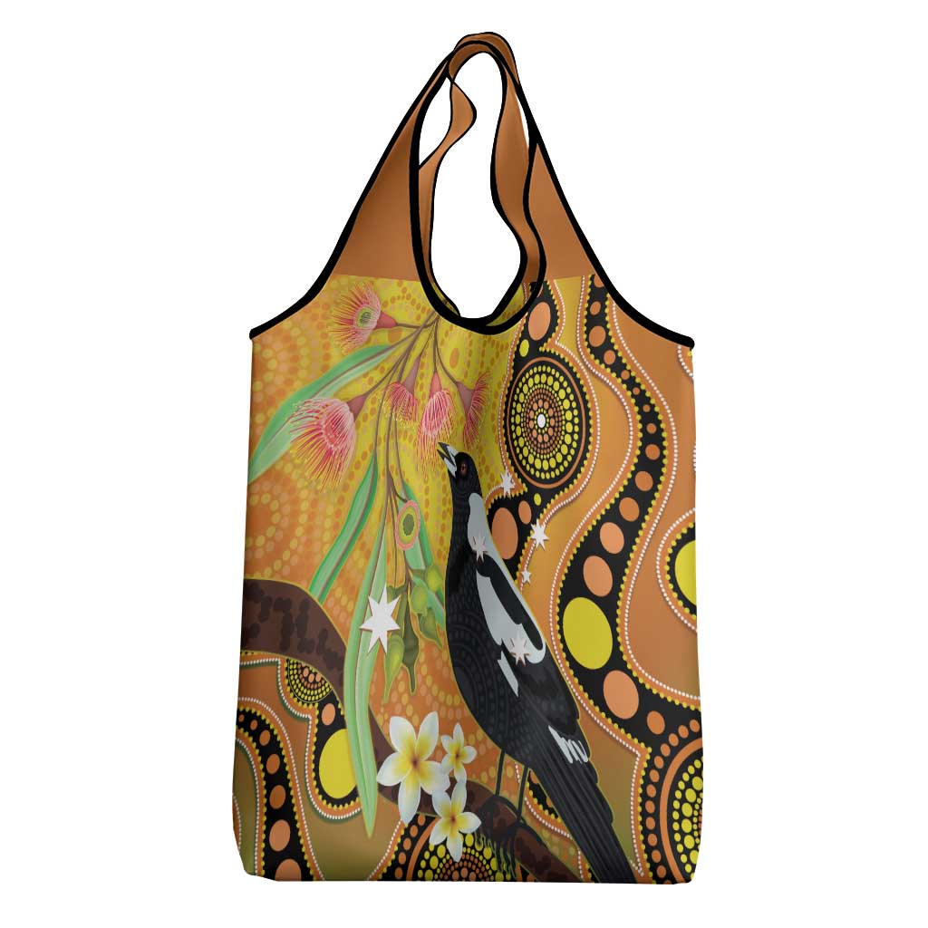 Australia Eucalyptus Flower And Magpie Grocery Bag Aboriginal Art