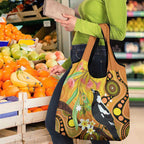 Australia Eucalyptus Flower And Magpie Grocery Bag Aboriginal Art