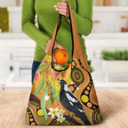 Australia Eucalyptus Flower And Magpie Grocery Bag Aboriginal Art