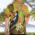 Australia Eucalyptus Flower And Magpie Hawaiian Shirt Aboriginal Art
