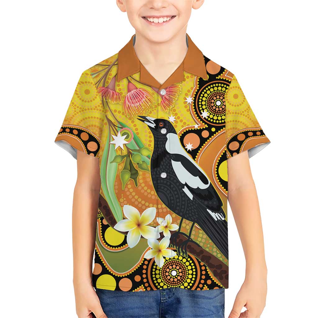 Australia Eucalyptus Flower And Magpie Hawaiian Shirt Aboriginal Art