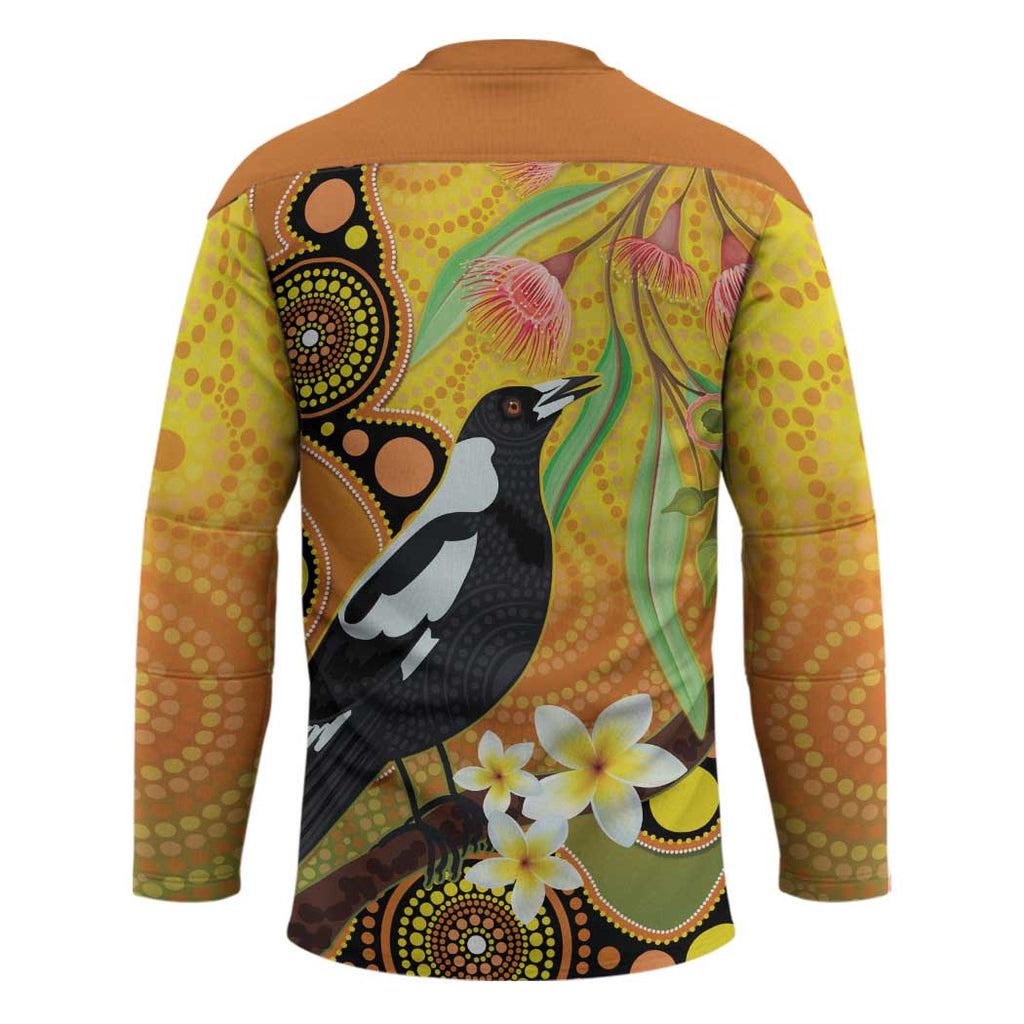 Australia Eucalyptus Flower And Magpie Hockey Jersey Aboriginal Art - Aussie Hoodie