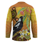 Australia Eucalyptus Flower And Magpie Hockey Jersey Aboriginal Art - Aussie Hoodie