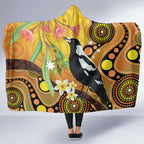 Australia Eucalyptus Flower And Magpie Hooded Blanket Aboriginal Art