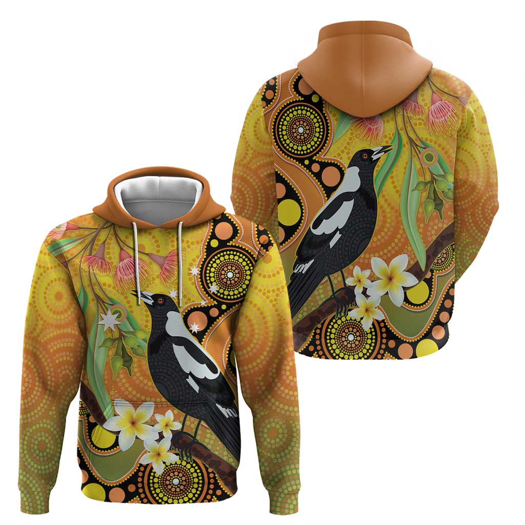 Australia Eucalyptus Flower And Magpie Hoodie Aboriginal Art