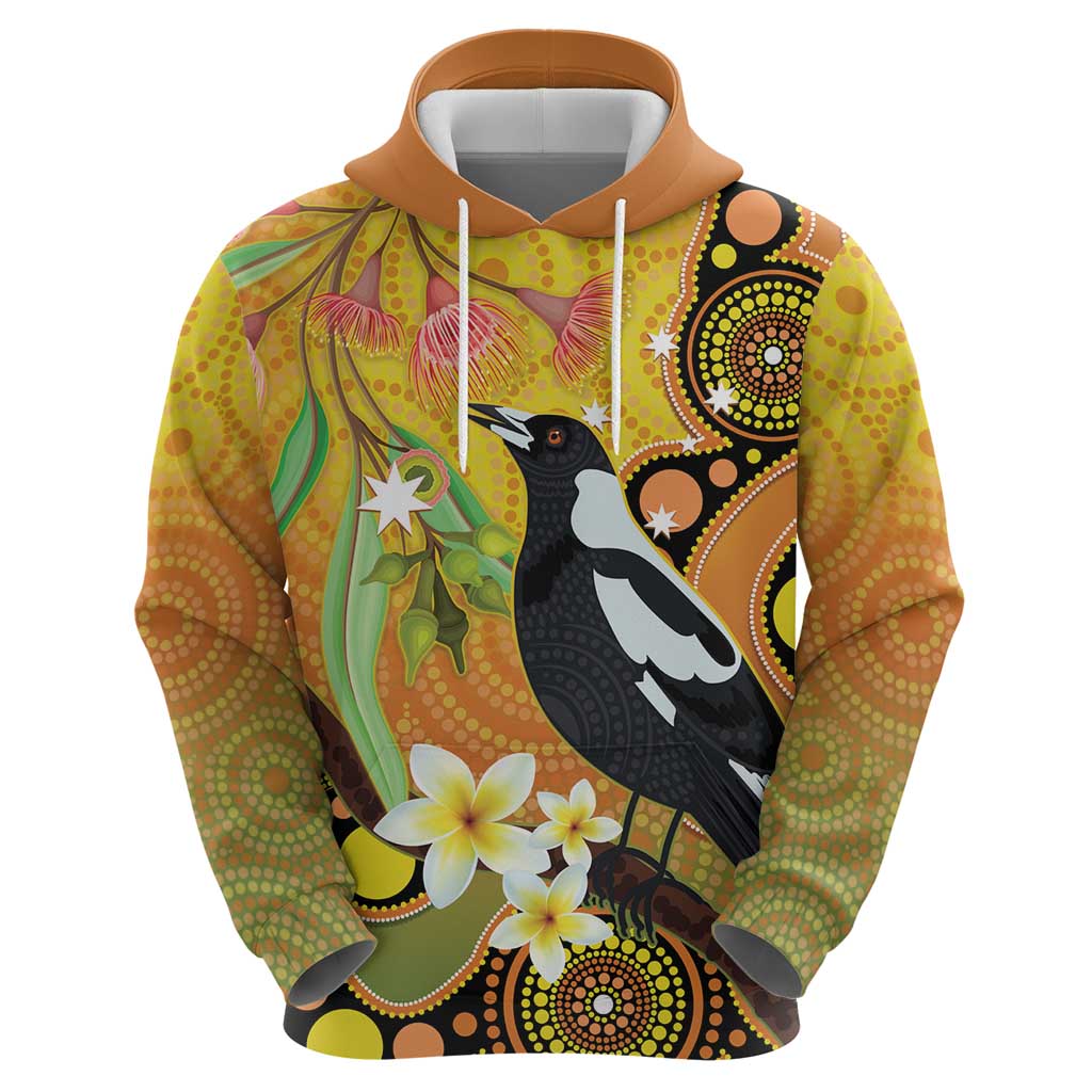 Australia Eucalyptus Flower And Magpie Hoodie Aboriginal Art