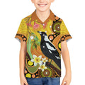 Australia Eucalyptus Flower And Magpie Kid Hawaiian Shirt Aboriginal Art