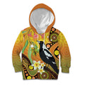Australia Eucalyptus Flower And Magpie Kid Hoodie Aboriginal Art