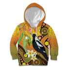 Australia Eucalyptus Flower And Magpie Kid Hoodie Aboriginal Art
