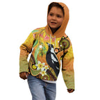 Australia Eucalyptus Flower And Magpie Kid Hoodie Aboriginal Art