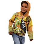 Australia Eucalyptus Flower And Magpie Kid Hoodie Aboriginal Art