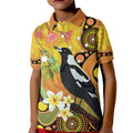 Australia Eucalyptus Flower And Magpie Kid Polo Shirt Aboriginal Art