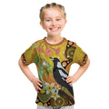 Australia Eucalyptus Flower And Magpie Kid T Shirt Aboriginal Art