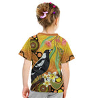 Australia Eucalyptus Flower And Magpie Kid T Shirt Aboriginal Art