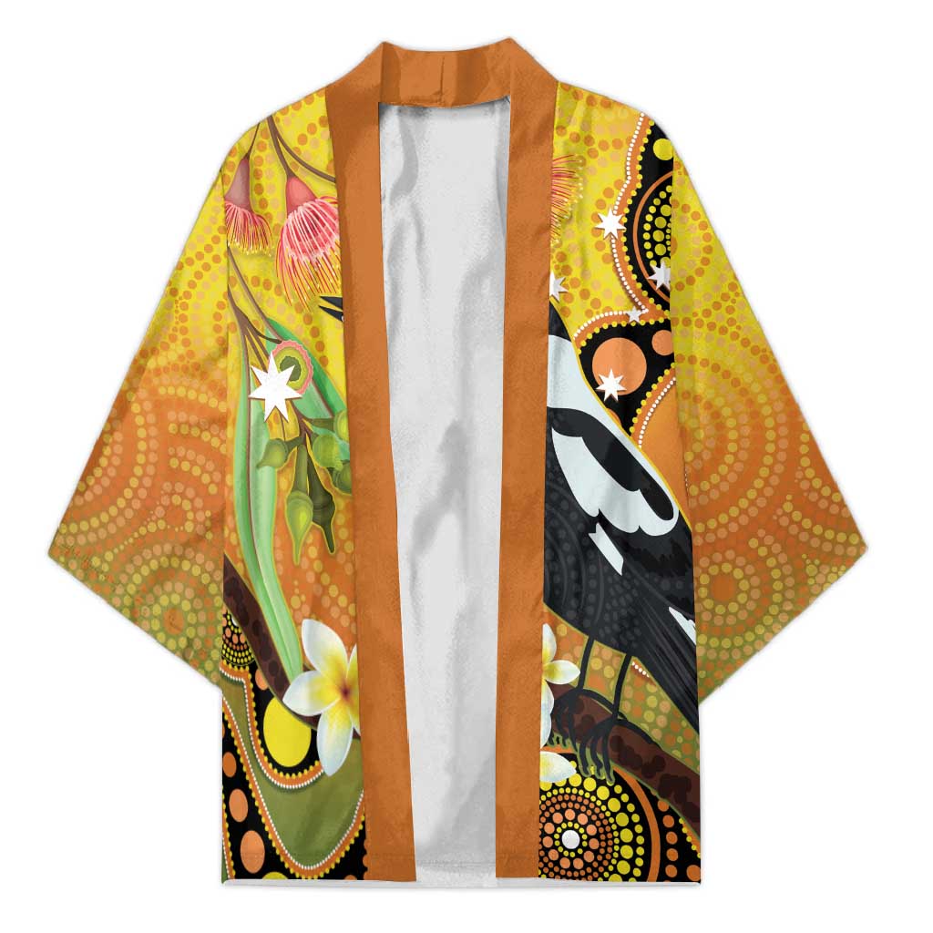 Australia Eucalyptus Flower And Magpie Kimono Aboriginal Art - Aussie Hoodie