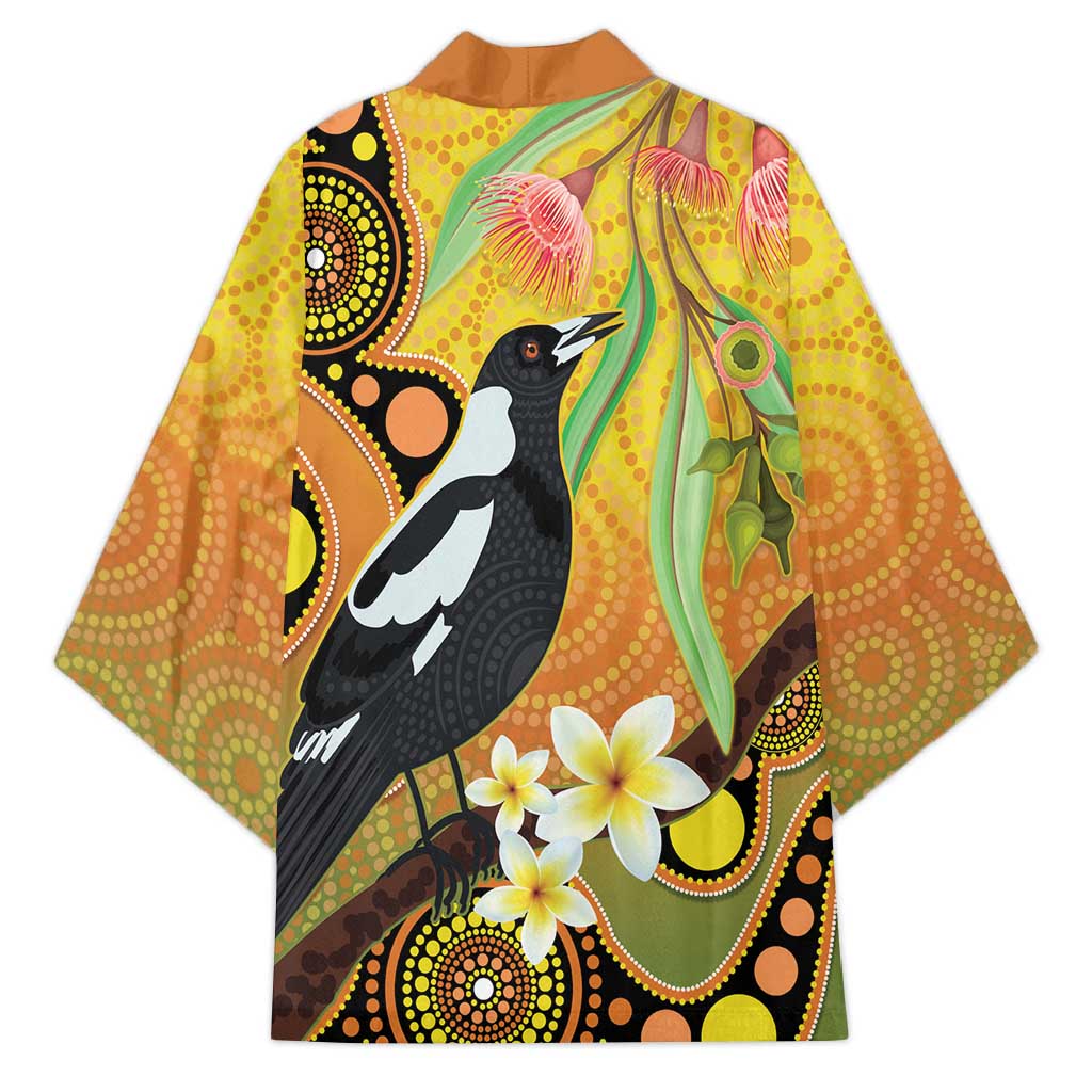 Australia Eucalyptus Flower And Magpie Kimono Aboriginal Art - Aussie Hoodie