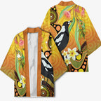 Australia Eucalyptus Flower And Magpie Kimono Aboriginal Art - Aussie Hoodie