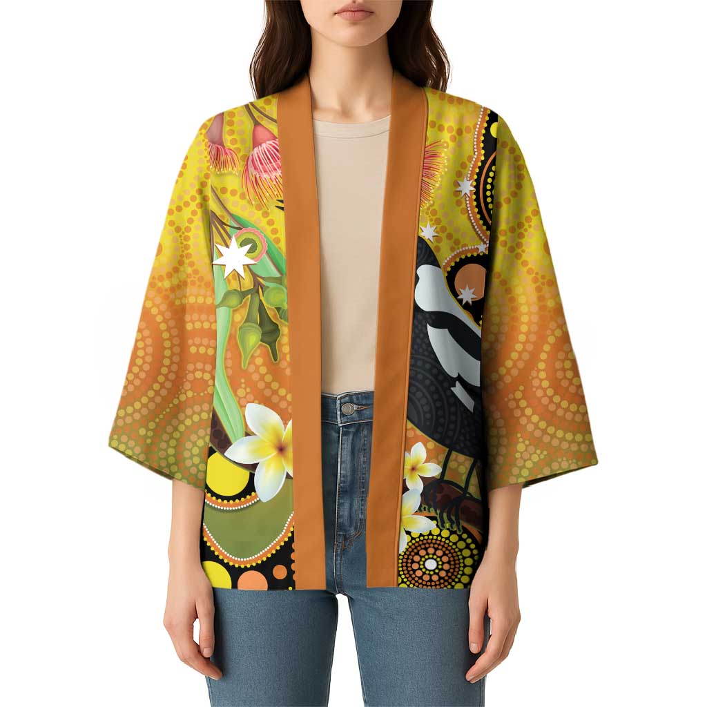 Australia Eucalyptus Flower And Magpie Kimono Aboriginal Art - Aussie Hoodie