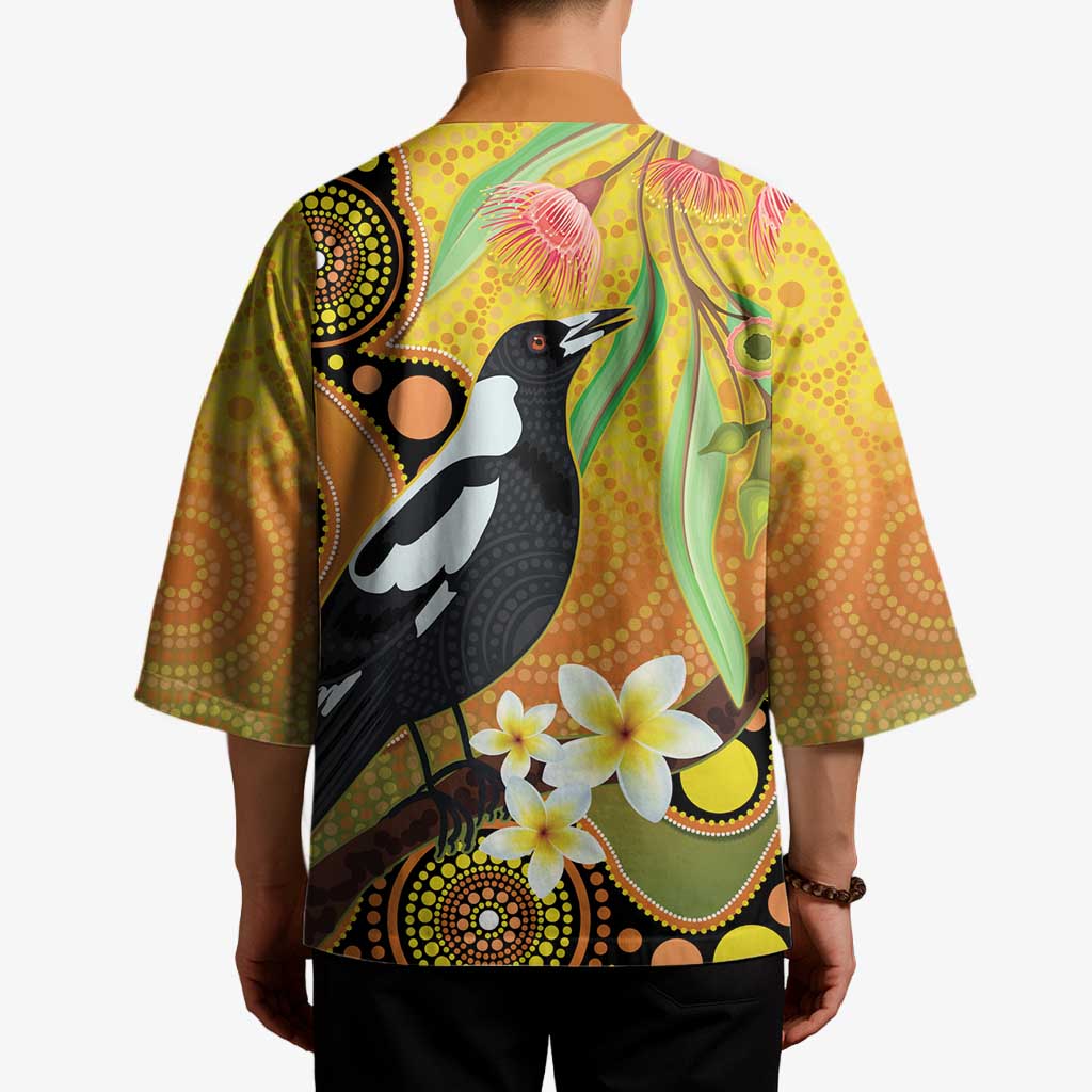 Australia Eucalyptus Flower And Magpie Kimono Aboriginal Art - Aussie Hoodie