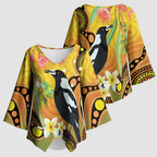 Australia Eucalyptus Flower And Magpie Kimono Sleeve Blouse Aboriginal Art - Aussie Hoodie