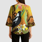 Australia Eucalyptus Flower And Magpie Kimono Sleeve Blouse Aboriginal Art - Aussie Hoodie