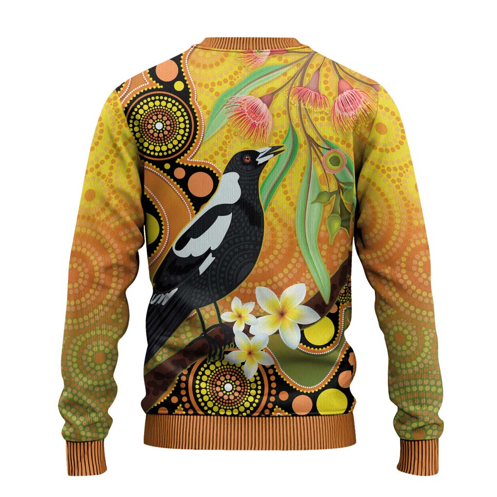 Australia Eucalyptus Flower And Magpie Ugly Christmas Sweater Aboriginal Art - Aussie Hoodie