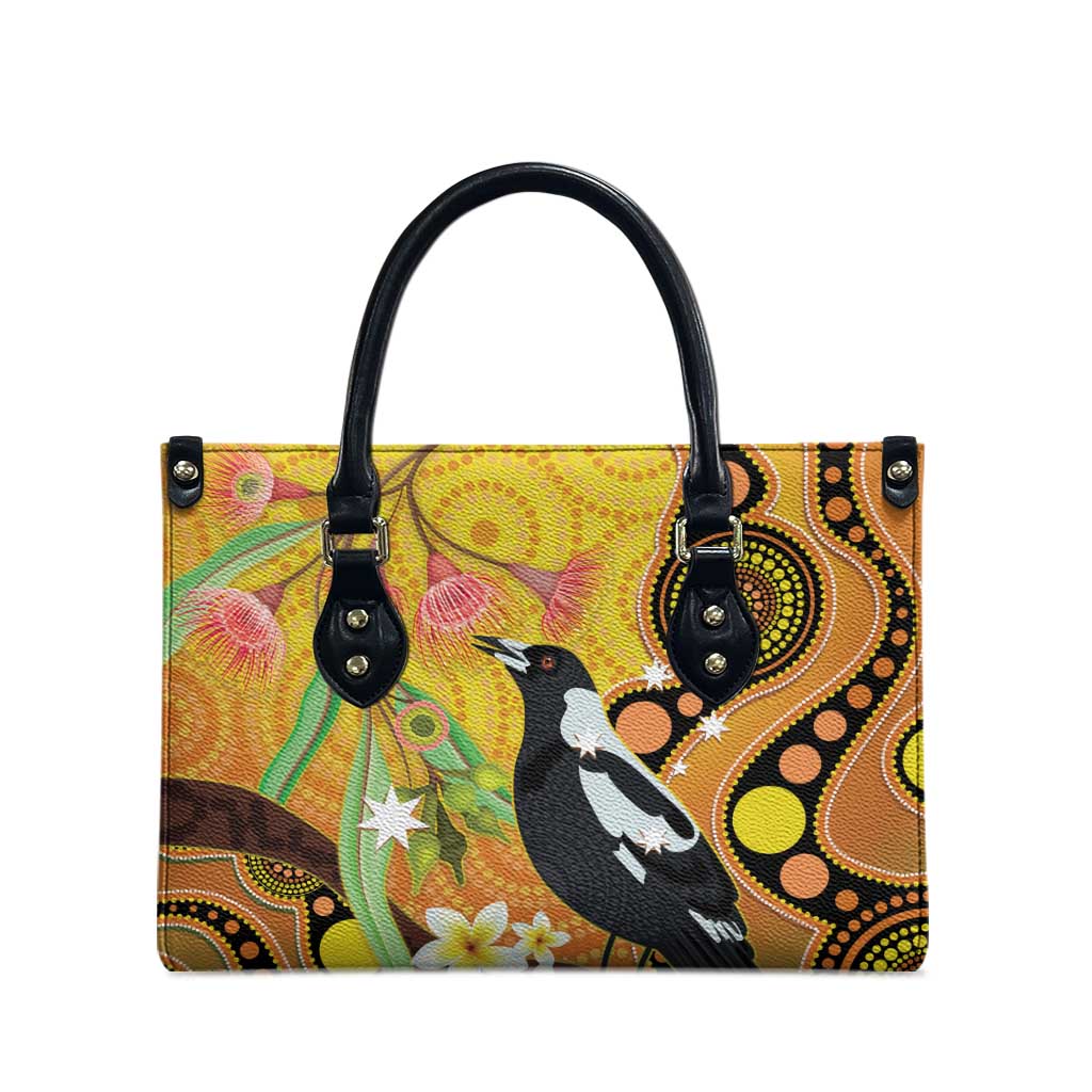 Australia Eucalyptus Flower And Magpie Leather Bag Aboriginal Art - Aussie Hoodie