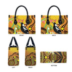 Australia Eucalyptus Flower And Magpie Leather Bag Aboriginal Art - Aussie Hoodie