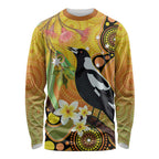 Australia Eucalyptus Flower And Magpie Long Sleeve Shirt Aboriginal Art
