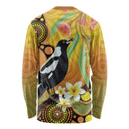 Australia Eucalyptus Flower And Magpie Long Sleeve Shirt Aboriginal Art